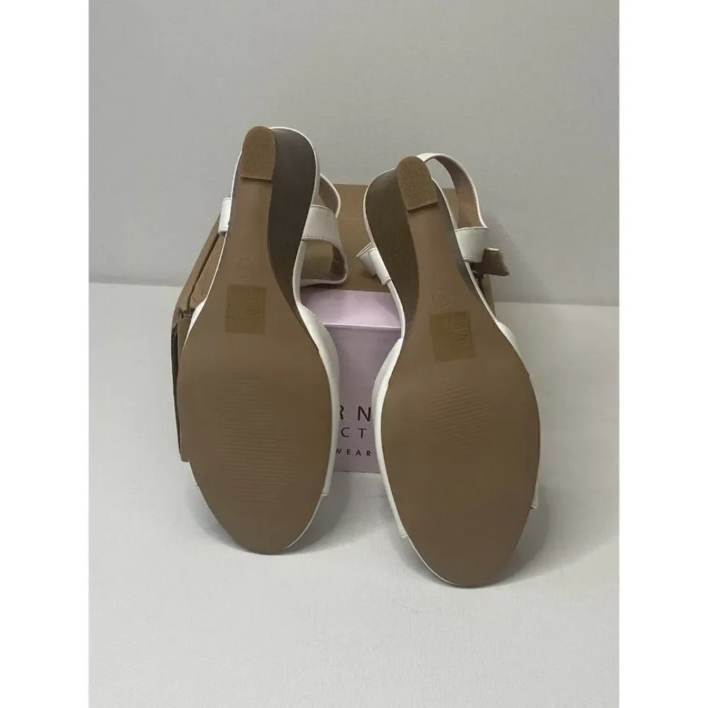 Journee Collection Wedge Dress Sandal‎ Women's 10 White Adjustable Strap NEW
